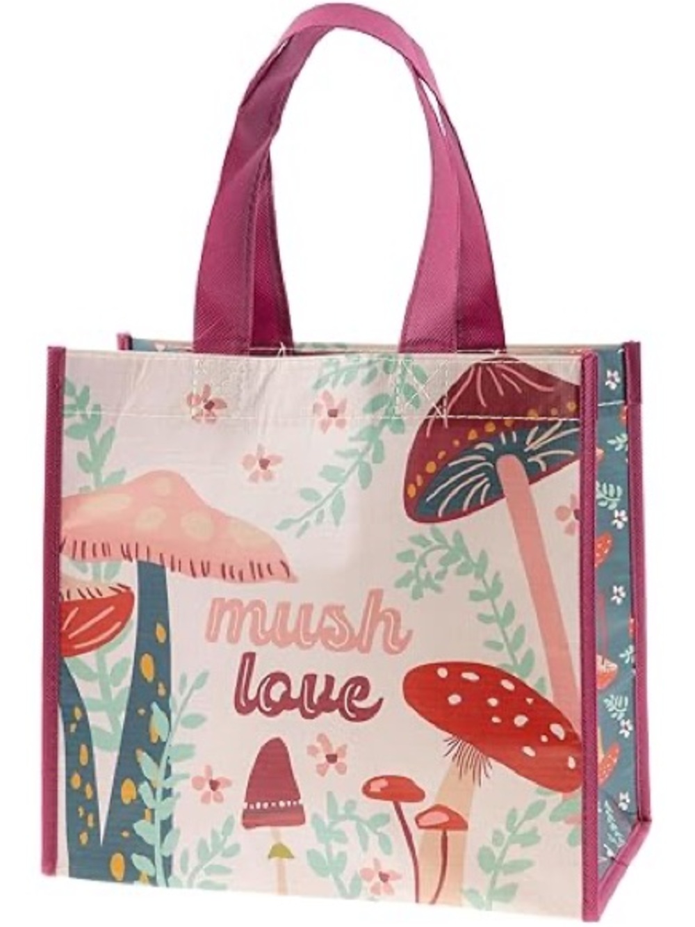 Karma Mush Love Mushroom Tote Bag in Pink & Teal, NWT